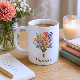 Boho-Wildblumen-Monogramm  Kaffeetasse