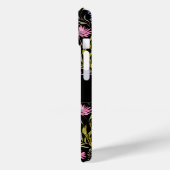 Boho-Wildblumen-Muster Rosa Schwarzes Monogramm Case-Mate iPhone Hülle (Rückseite / Links)