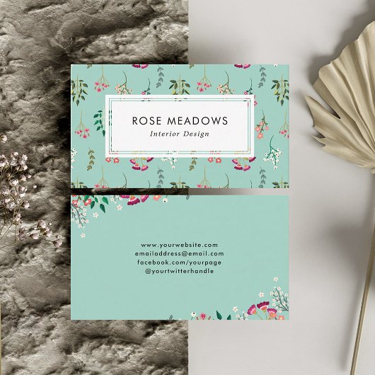 Boho Wildblumen-Muster Visitenkarte