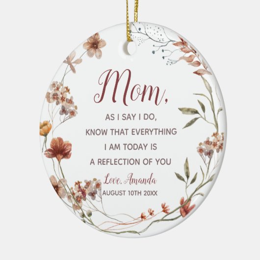 Boho Wildblumen Mutter der Braut Keramik Ornament (Links)