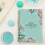 Boho Wildblumen - Name Notizblock<br><div class="desc">Niedliches Notizbuch in einem bohenhaften Blumendesign mit rosa,  violetten und weißen Blume. Fügen Sie Ihren Namen und das Thema des Notebooks hinzu.</div>