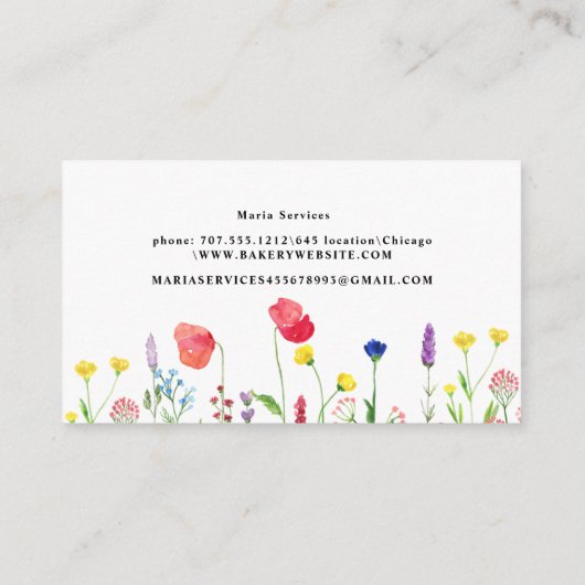 Boho Wildblumen Natur botanischer Frühling Visitenkarte (Rückseite)