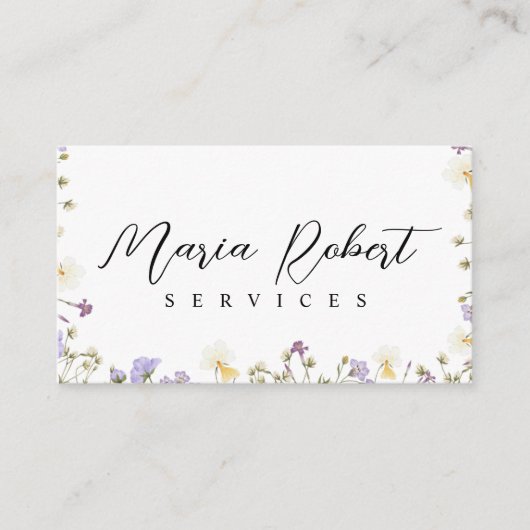 Boho Wildblumen Natur botanischer Frühling Visitenkarte (Vorderseite)