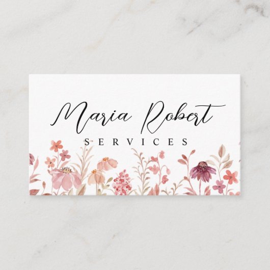 Boho Wildblumen Natur botanischer Frühling Visitenkarte (Vorderseite)