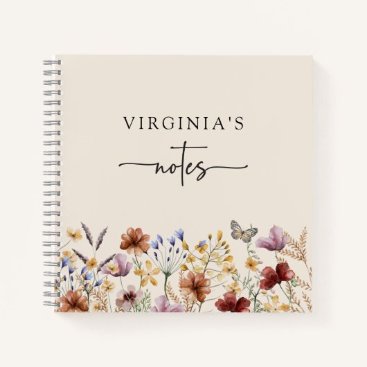 Boho Wildblumen Notizblock (Vorderseite)