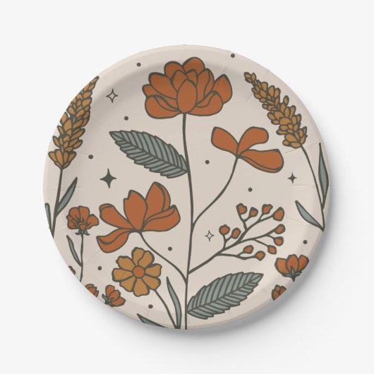 Boho Wildblumen Paper Teller (Vorderseite)