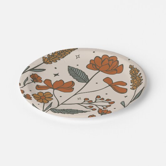Boho Wildblumen Paper Teller (Schrägansicht)