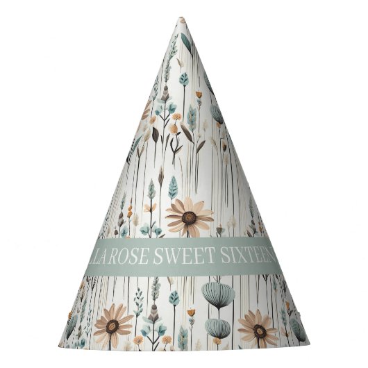Boho Wildblumen Partyhütchen (Vorderseite)