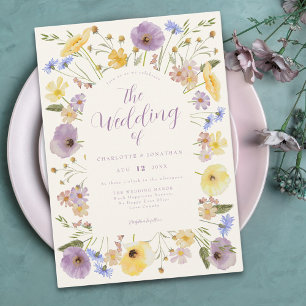 Boho Wildblumen Pastell Hochzeitseinladung Einladung