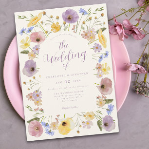 Boho Wildblumen Pastell Hochzeitseinladung Einladung