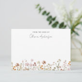 Boho Wildblumen Personal Stationery Dankeskarte (Stehend Vorderseite)