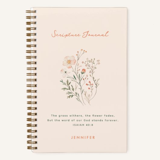 Boho Wildblumen Personalisiert Scripting Journal Notizblock (Vorderseite)