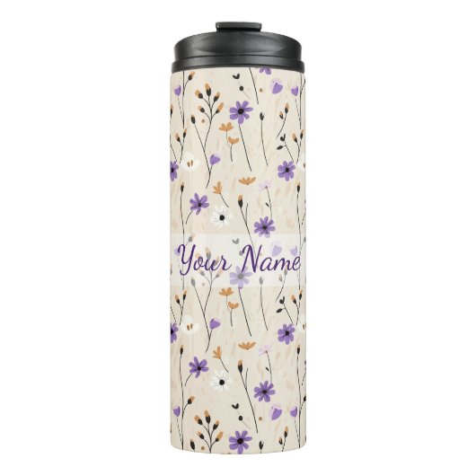 Boho Wildblumen Personalisierte Blumen Thermosbecher (Vorderseite)