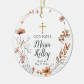 Boho Wildblumen Personalisierte Girl-Taufe Keramik Ornament (Links)