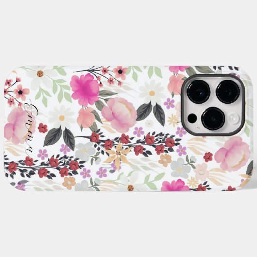 Boho Wildblumen Pink Floral Case-Mate iPhone Hülle (Rückseite (Horizontal))