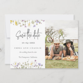 Boho Wildblumen QR Code Elegantes Foto Hochzeit Save The Date