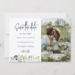 Boho Wildblumen QR Code Elegantes Foto Hochzeit Save The Date