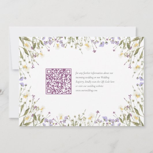 Boho Wildblumen QR Code Elegantes Foto Hochzeit Save The Date (Rückseite)