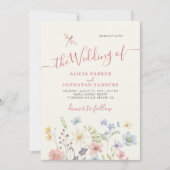 Boho-Wildblumen-QR-Code-Foto-Hochzeit Einladung (Vorderseite)