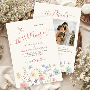 Boho-Wildblumen-QR-Code-Foto-Hochzeit Einladung
