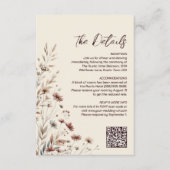 Boho Wildblumen QR Code Hochzeitdetails Kleine Begleitkarte (Vorderseite)