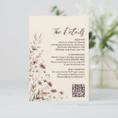 Boho Wildblumen QR Code Hochzeitdetails Kleine Begleitkarte (Stehend Vorderseite)