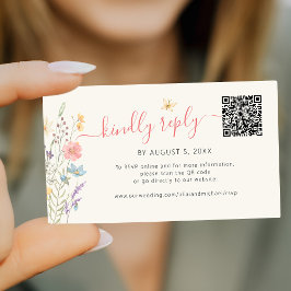 Boho Wildblumen QR Code Online-UAWG Hochzeit Begleitkarte