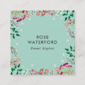 Boho Wildblumen - Robin's Egg Blue Quadratische Visitenkarte (Vorderseite)
