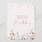 Boho Wildblumen Rose Gold jedes Alters Geburtstag Einladung (Rückseite)