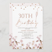 Boho Wildblumen Rose Gold jedes Alters Geburtstag Einladung (Vorne/Hinten)