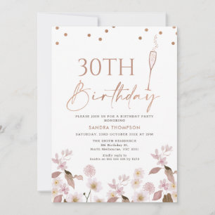Boho Wildblumen Rose Gold jedes Alters Geburtstag Einladung