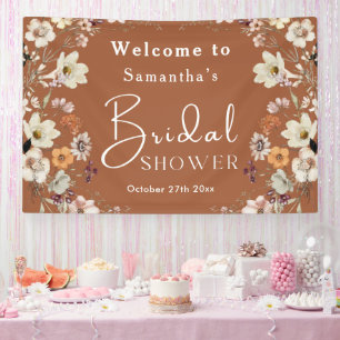 Boho-Wildblumen-Rustikal-Terrakotta-Braut-Party Banner