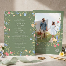 Boho-Wildblumen-Sage-Foto-QR-Code-RSVP-Hochzeit