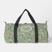 Boho-Wildblumen-Sage-Grün-Monogramm Duffle Bag (Vorderseite)