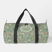 Boho-Wildblumen-Sage-Grün-Monogramm Duffle Bag (Rückseite)