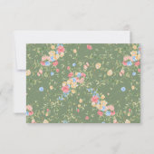 Boho-Wildblumen-Sagegrün-Hochzeits-QR-Code RSVP Karte (Rückseite)
