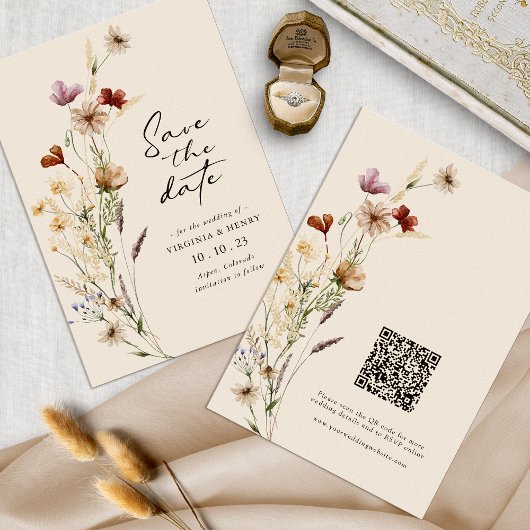 Boho Wildblumen Save The Date