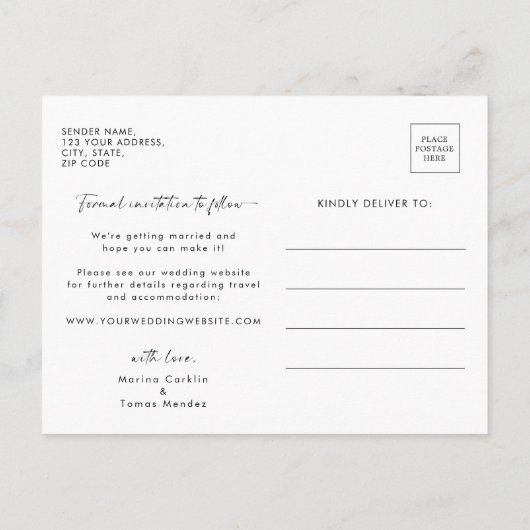 Boho Wildblumen Save the Date Ankündigungspostkarte (Rückseite)