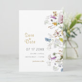 Boho Wildblumen Save the Date Einladung (Stehend Vorderseite)