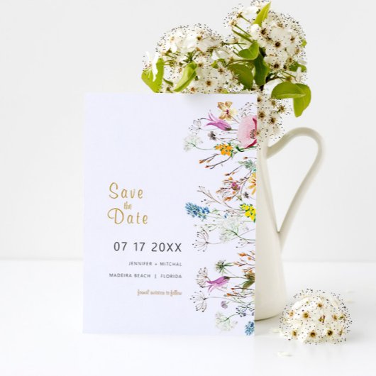 Boho Wildblumen Save the Date Einladung