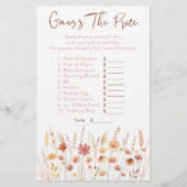 Boho Wildblumen schätzen das Price Baby Shower Gam (Vorderseite)