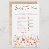 Boho Wildblumen schätzen das Price Baby Shower Gam (Vorne/Hinten)