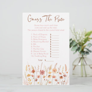 Boho Wildblumen schätzen das Price Baby Shower Gam