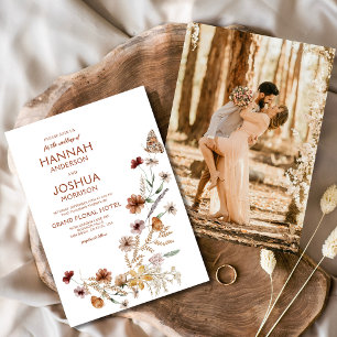 Boho-Wildblumen-Schmetterling-Foto-Gartenhochzeit Einladung