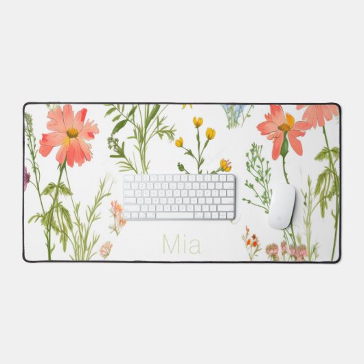 Boho Wildblumen Schreibtischunterlage (Tastatur & Maus)