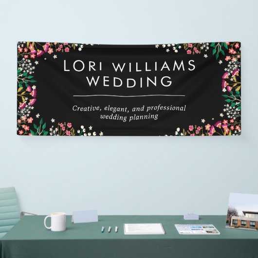 Boho Wildblumen - Schwarz - Firmenname Banner (Messe)