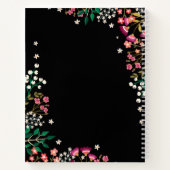 Boho Wildblumen - Schwarz - Name Notizblock (Rückseite)