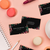 Boho Wildblumen - Schwarz Visitenkarte