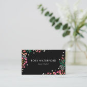Boho Wildblumen - Schwarz Visitenkarte (Stehend Vorderseite)