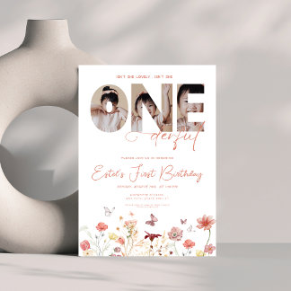 Boho Wildblumen sind nicht 1. Geburtstag. Einladung